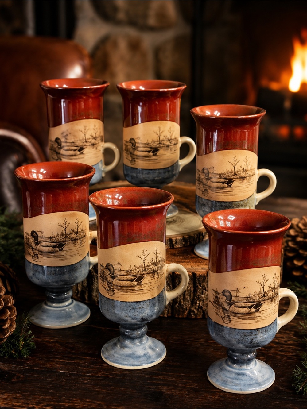 Vintage Otagiri Japan Irish Coffee Mugs Mallard Ducks Set of 6